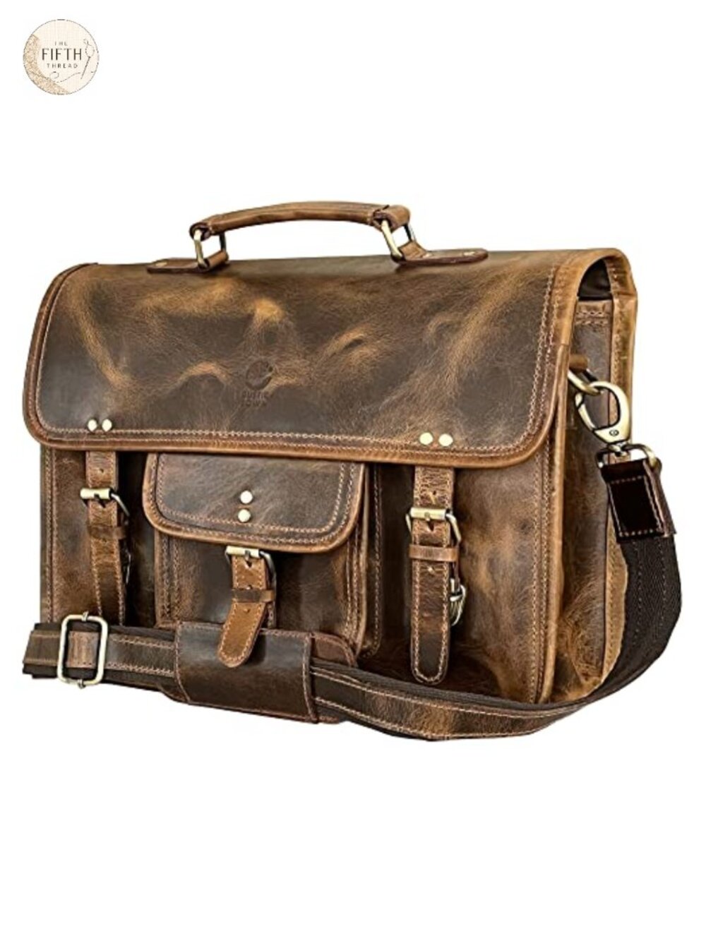 Leather Messenger Bag for Men - 16 Inch Laptop Briefcase, Office Satchel,